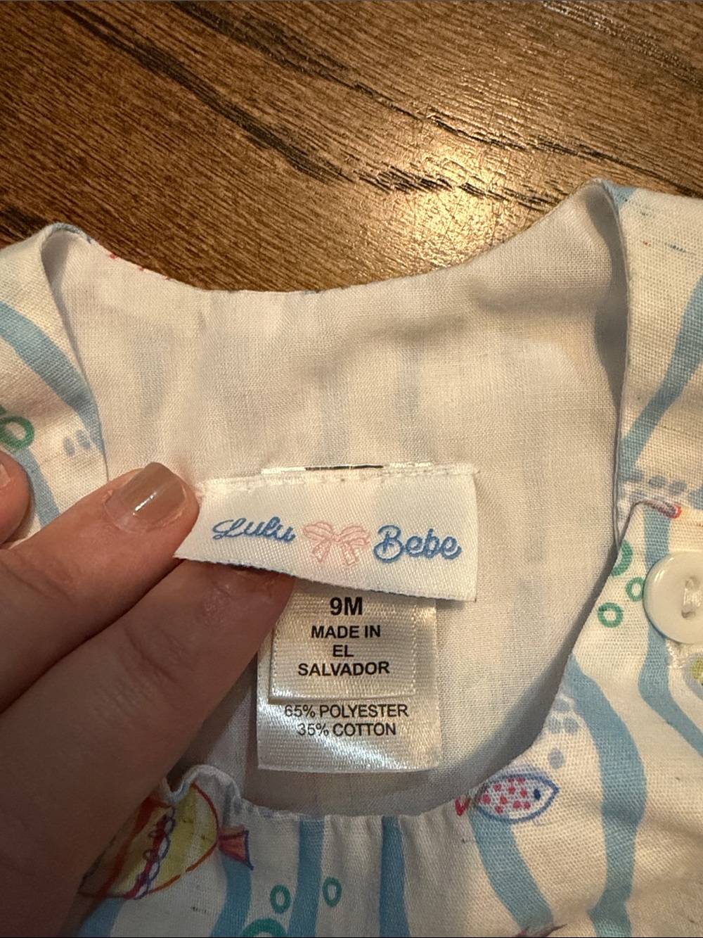 Lulu Bebe White & Blue Striped Baby Bubble Romper with Sea Creature Print (9M) - Picture 2 of 3